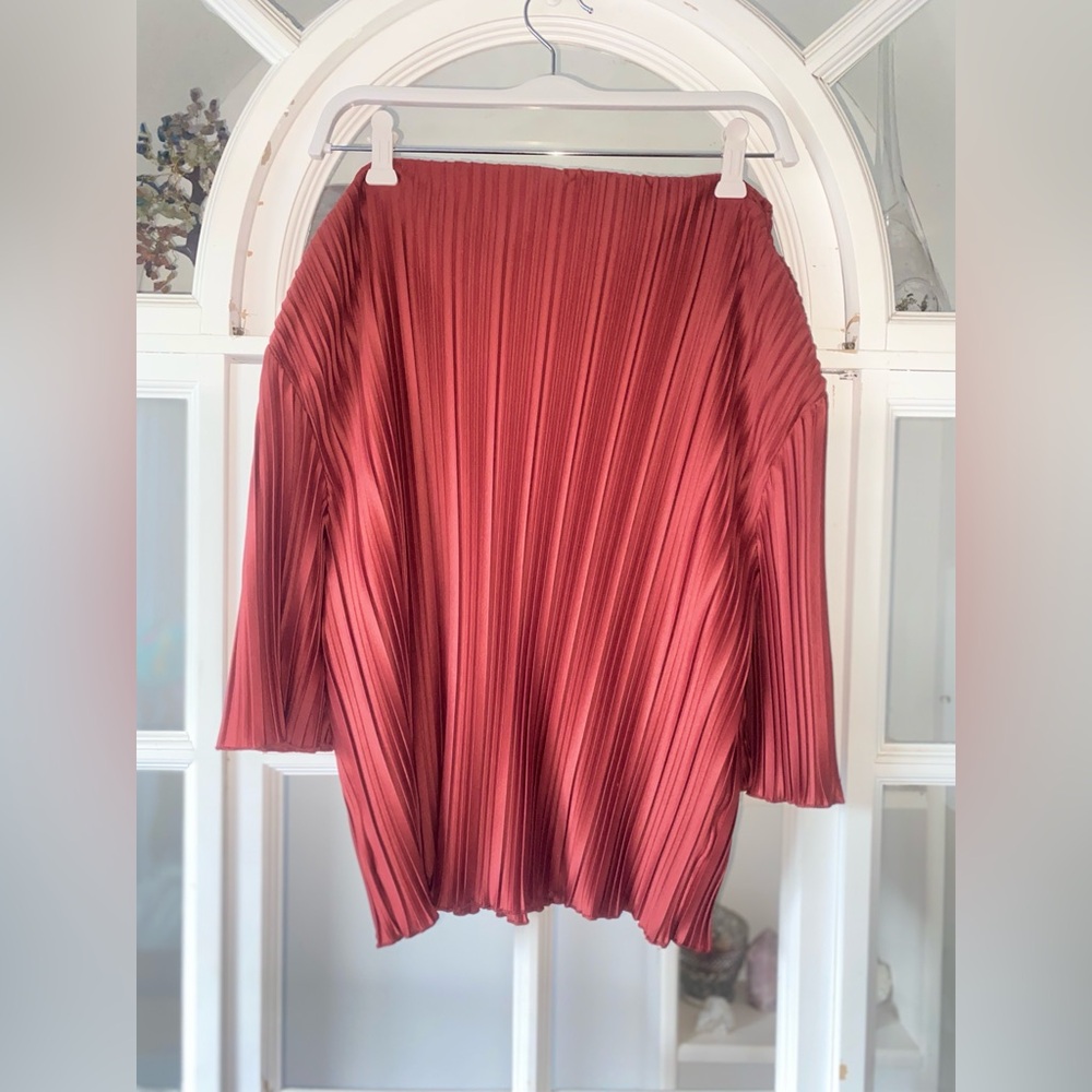 Reformation Red Pleated Blouse - Picture 2 of 4